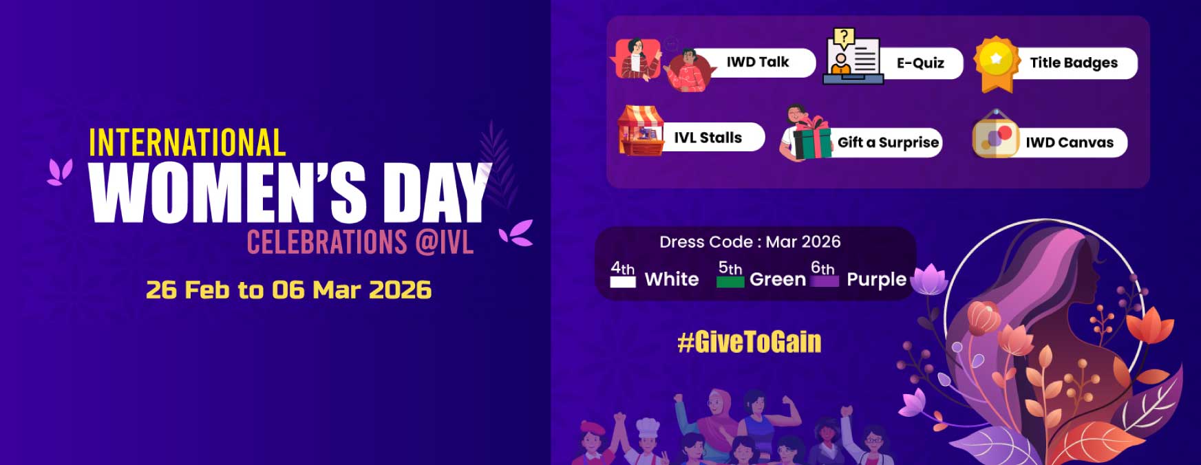 IWD Celebrations @ IVL – 26, 27 Feb & 4,5,6 Mar, 2026